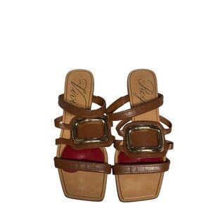 Roger VIvier Open square toe Gladiator buckle sandals sz 8